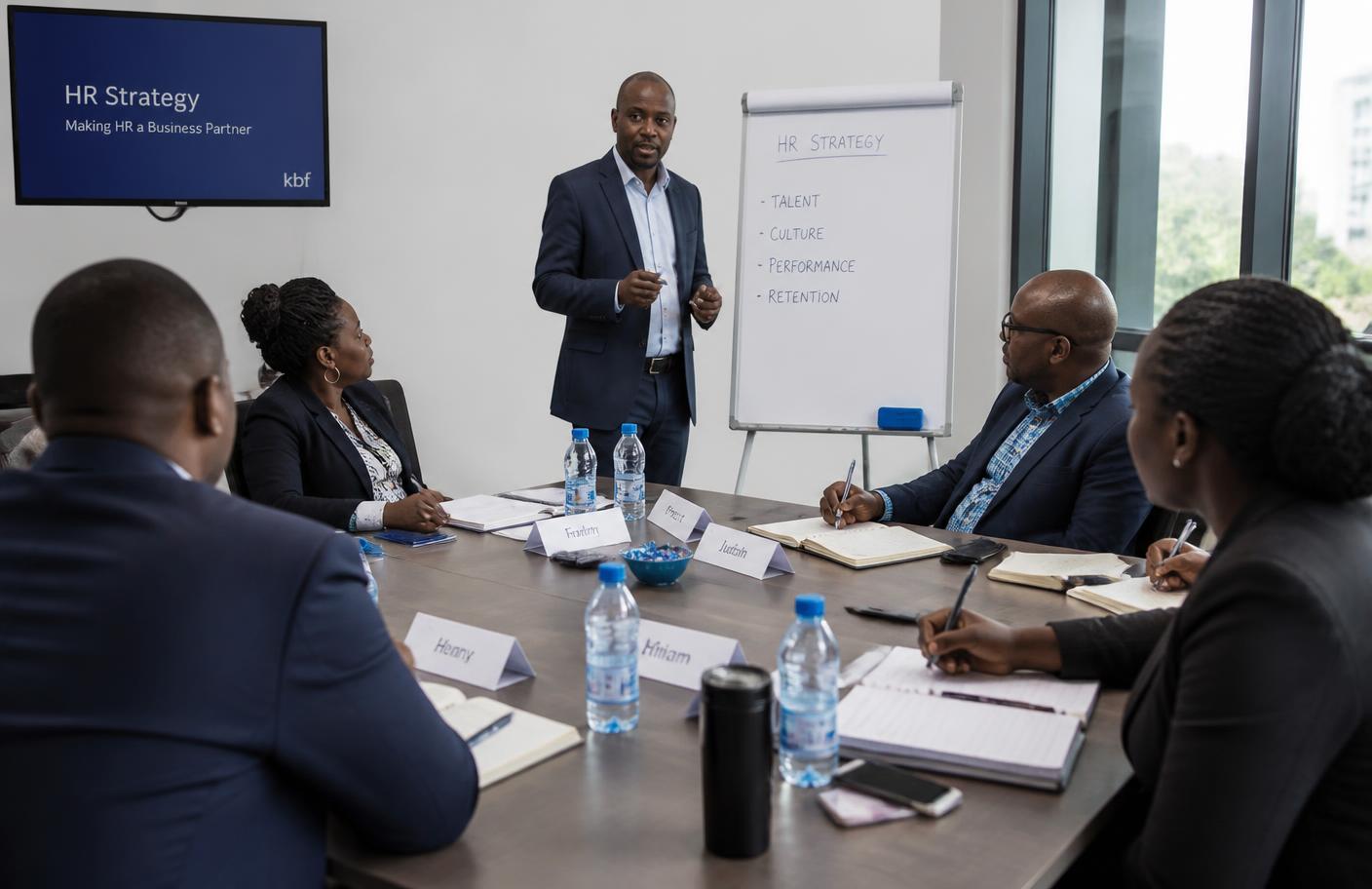 Professionals attending an HR training workshop